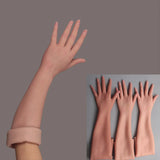 Silicone Lifelike 65cm Long Wearable Female Hands Sleeves Cover Scars Gloves for Crossdresser Cosplayer Drag Queen Actor