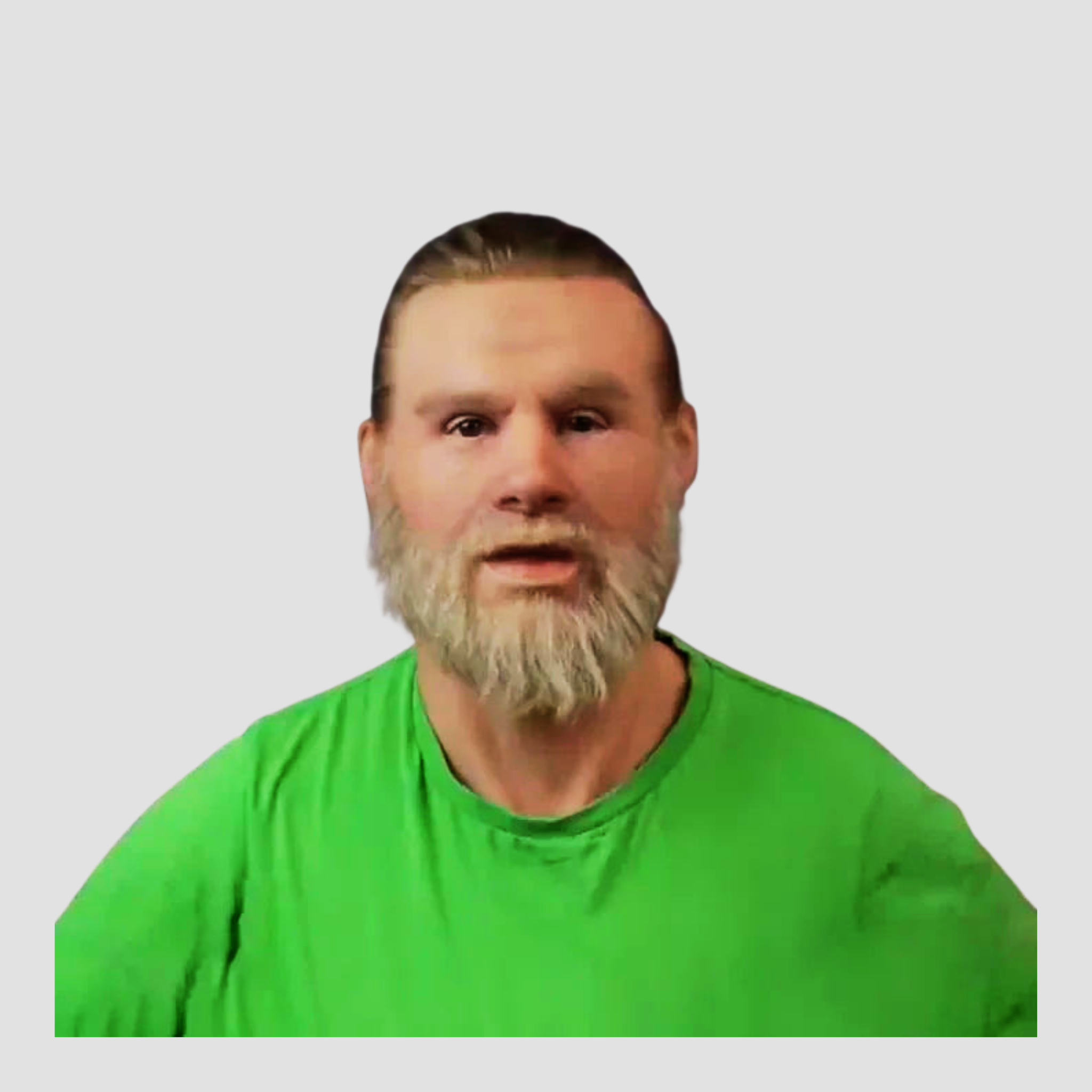 Mask Adult Man with Gray Beard and Brown Hair