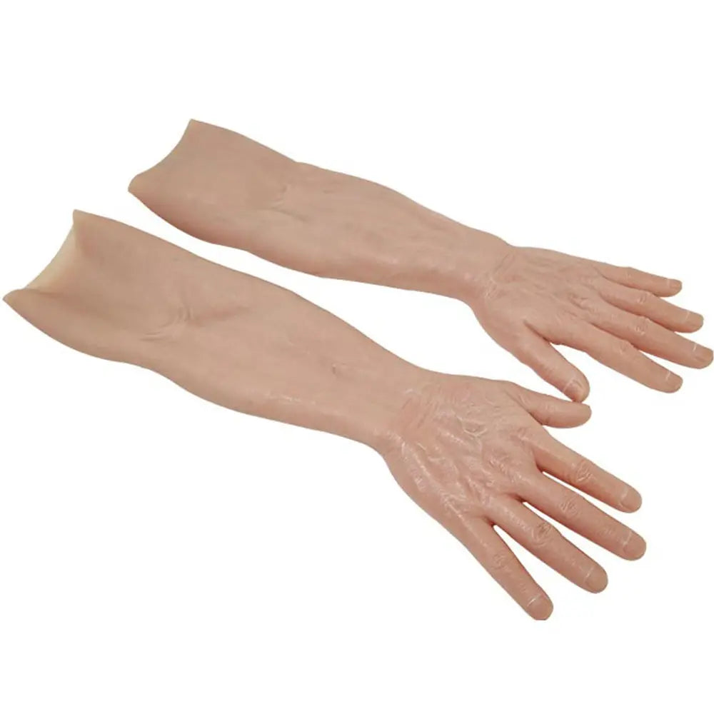 Black Customized Artificial Realistic Silicone Muscle Arms Macho Leg Male Cosplay Props Hands Gloves for Halloween Party