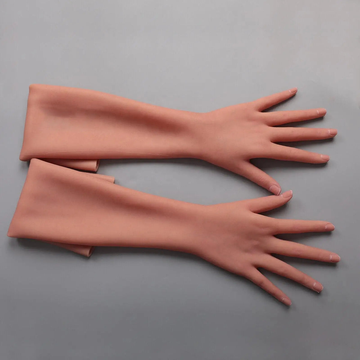 Silicone Lifelike 65cm Long Wearable Female Hands Sleeves Cover Scars Gloves for Crossdresser Cosplayer Drag Queen Actor