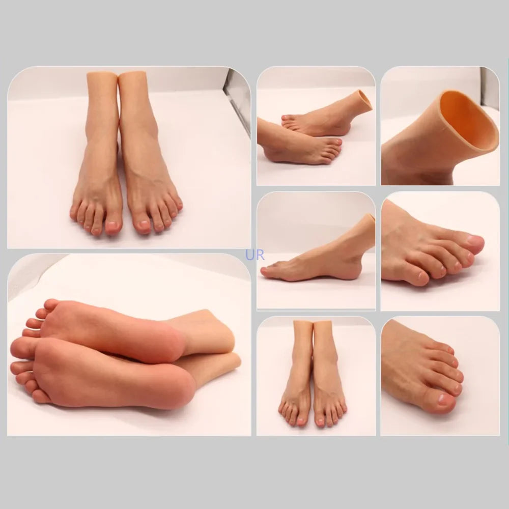Realistic Foot Cover Prothesis to Cover Scar Silicone Feet Ankle Sleeves Artificial Woman Foot Case Young Girl Foot