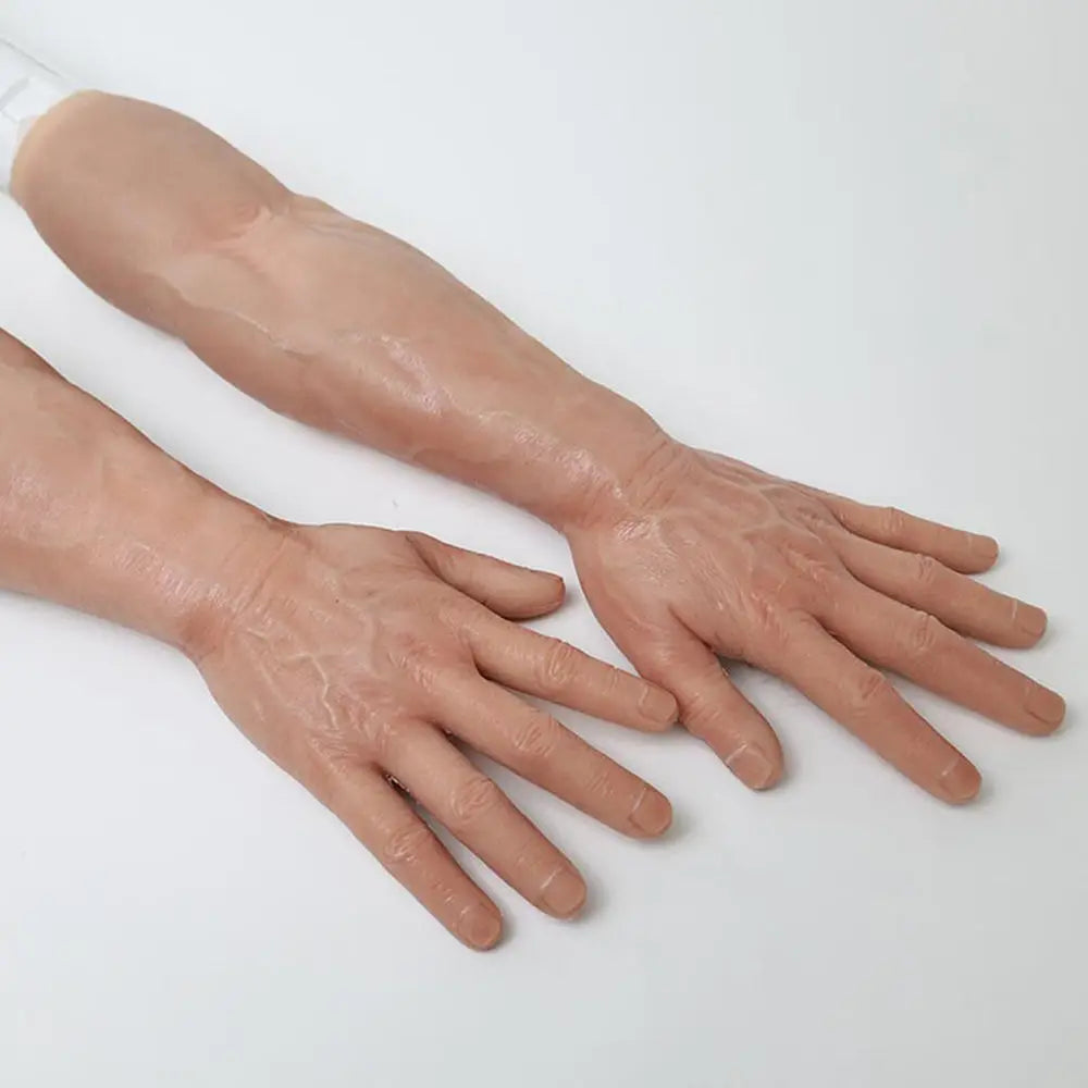 Black Customized Artificial Realistic Silicone Muscle Arms Macho Leg Male Cosplay Props Hands Gloves for Halloween Party