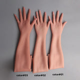 Silicone Lifelike 65cm Long Wearable Female Hands Sleeves Cover Scars Gloves for Crossdresser Cosplayer Drag Queen Actor