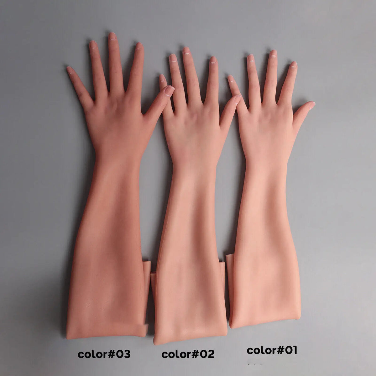 Silicone Lifelike 65cm Long Wearable Female Hands Sleeves Cover Scars Gloves for Crossdresser Cosplayer Drag Queen Actor