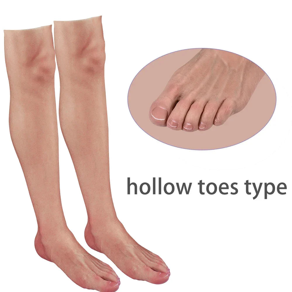Silicone Realistic Skin Artificial False Leg Cover Men Prosthesis Foot Scar Cover Sleeves Halloween Cosplay