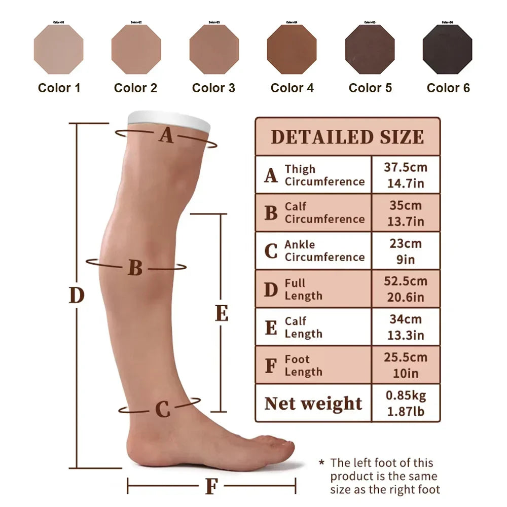 Silicone Realistic Skin Artificial False Leg Cover Men Prosthesis Foot Scar Cover Sleeves Halloween Cosplay