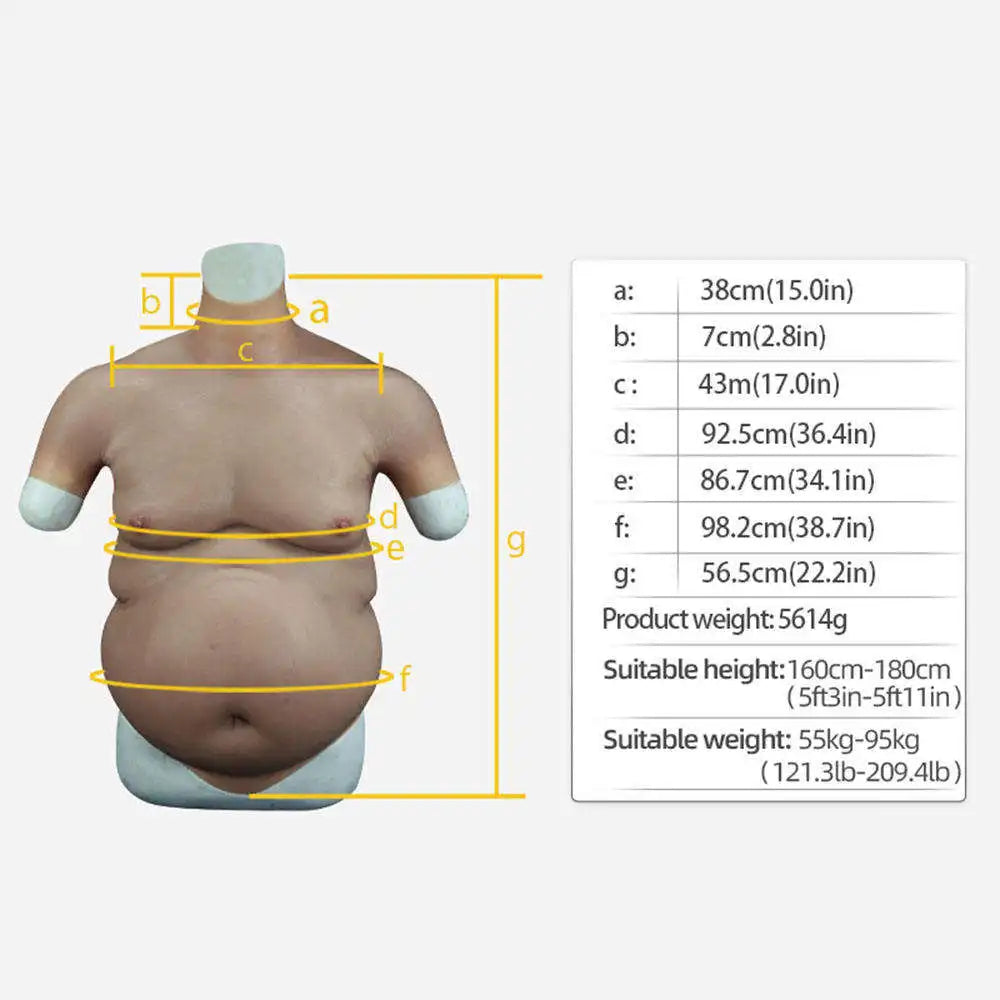 Shooting Props Artificial Fake Beer Belly Silicone Potbellied Suit for Cosplay Crossdresser Halloween Party Masquerade Disguise