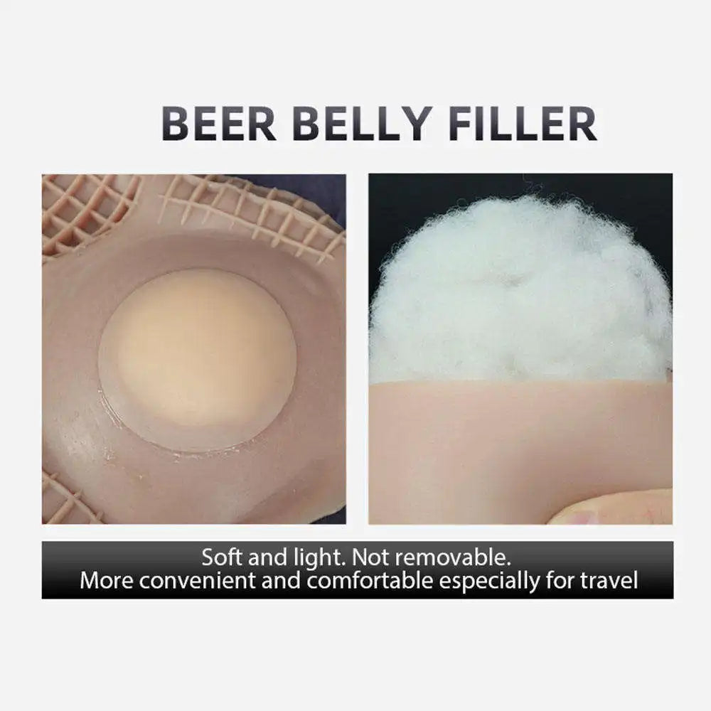 Shooting Props Artificial Fake Beer Belly Silicone Potbellied Suit for Cosplay Crossdresser Halloween Party Masquerade Disguise