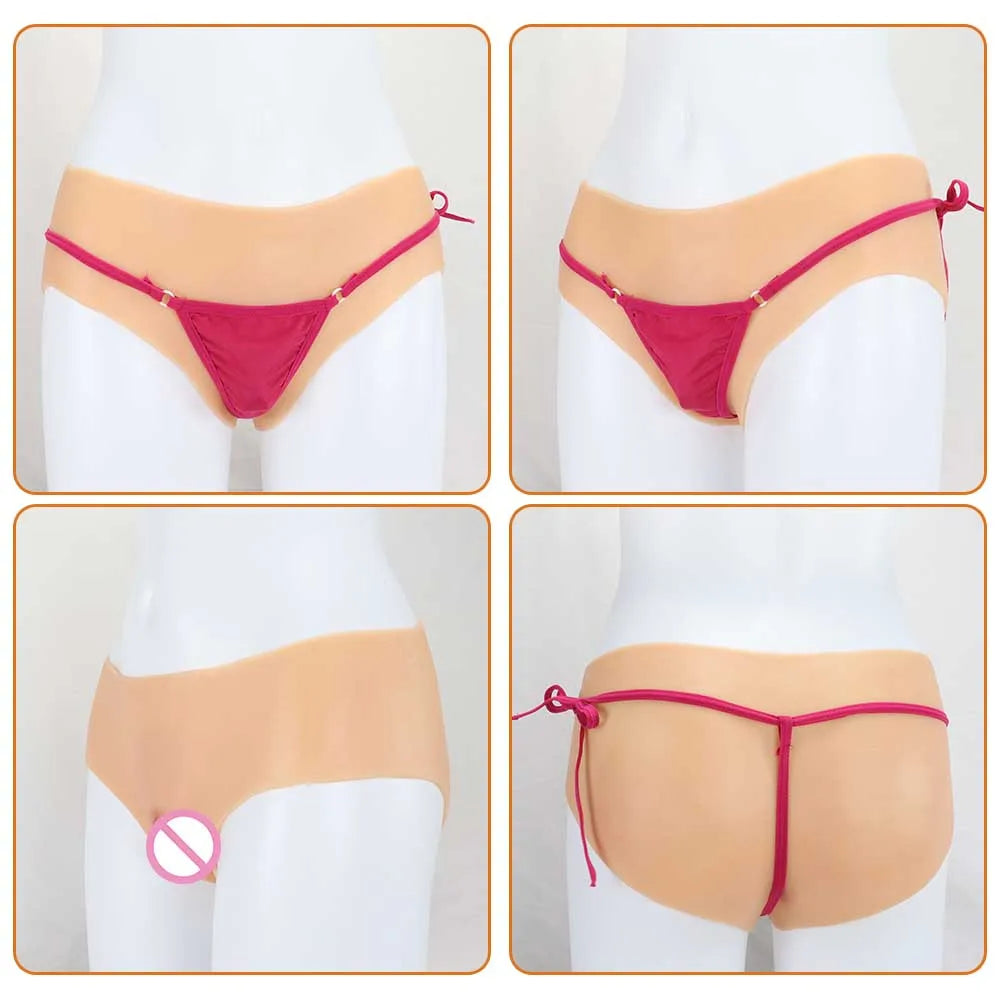 Silicone Bodysuit Fake Vagina Briefs Hiding Penis Panties Round Neck Realistic Boobs Suit for Transgender Drag Queen Cosplay