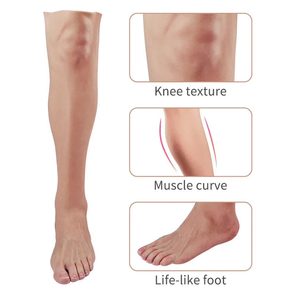 Silicone Realistic Skin Artificial False Leg Cover Men Prosthesis Foot Scar Cover Sleeves Halloween Cosplay
